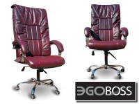 Офисное массажное кресло EGO BOSS EG1001 Maroon в комплектации ELITE натуральная кожа - магазин СпортДоставка. Спортивные товары интернет магазин в Челябинске 